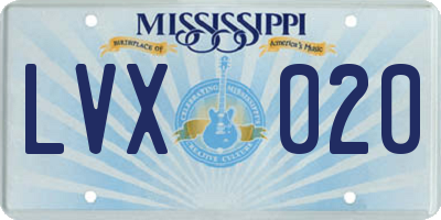 MS license plate LVX020