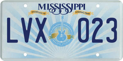 MS license plate LVX023