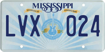 MS license plate LVX024