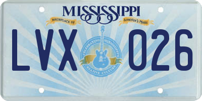 MS license plate LVX026