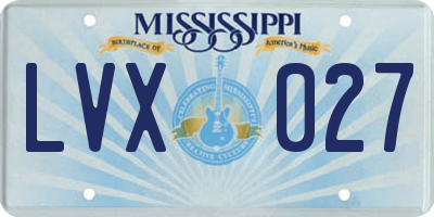 MS license plate LVX027
