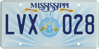 MS license plate LVX028