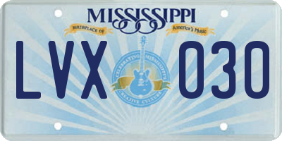 MS license plate LVX030