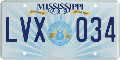 MS license plate LVX034