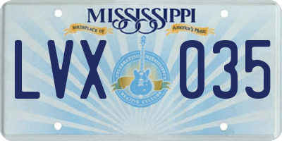 MS license plate LVX035