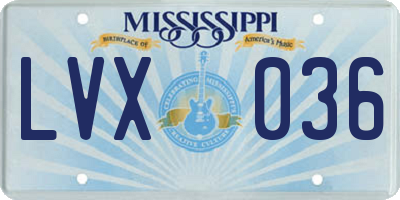 MS license plate LVX036