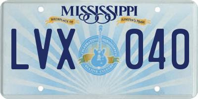 MS license plate LVX040
