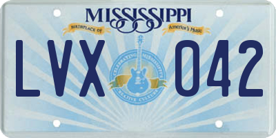 MS license plate LVX042