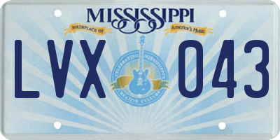 MS license plate LVX043