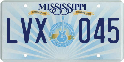 MS license plate LVX045