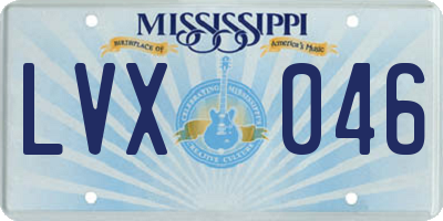 MS license plate LVX046