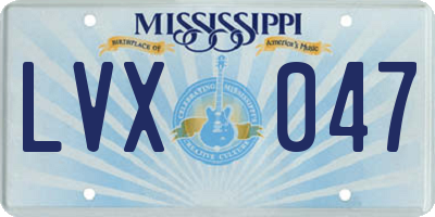 MS license plate LVX047