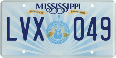 MS license plate LVX049