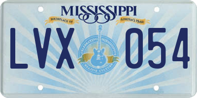 MS license plate LVX054