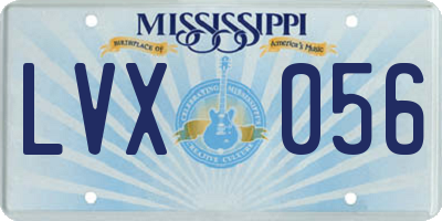 MS license plate LVX056