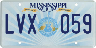 MS license plate LVX059