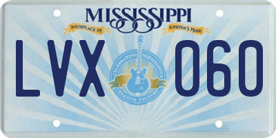 MS license plate LVX060