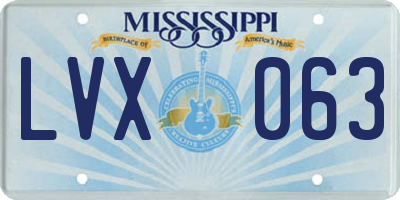 MS license plate LVX063