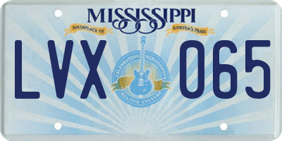 MS license plate LVX065