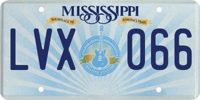 MS license plate LVX066