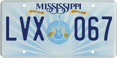 MS license plate LVX067