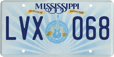 MS license plate LVX068