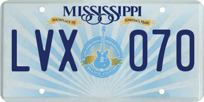 MS license plate LVX070