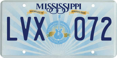 MS license plate LVX072