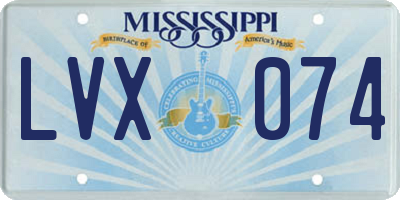 MS license plate LVX074