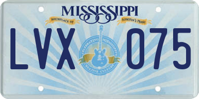MS license plate LVX075