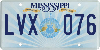 MS license plate LVX076