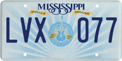 MS license plate LVX077