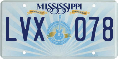 MS license plate LVX078
