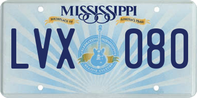 MS license plate LVX080