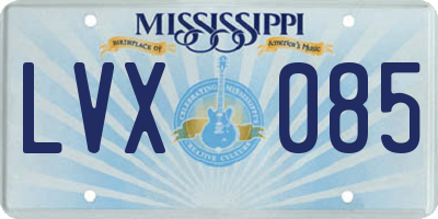MS license plate LVX085