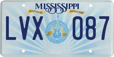 MS license plate LVX087