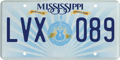 MS license plate LVX089