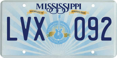 MS license plate LVX092