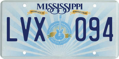 MS license plate LVX094