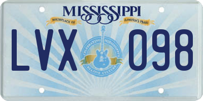 MS license plate LVX098