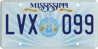 MS license plate LVX099