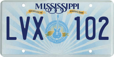 MS license plate LVX102