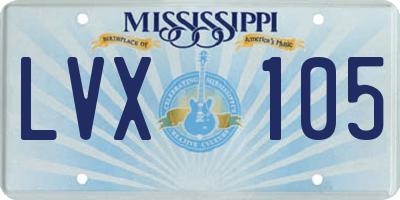 MS license plate LVX105