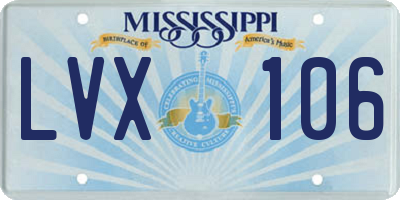 MS license plate LVX106