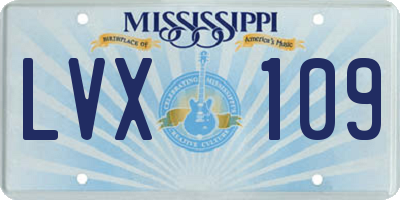 MS license plate LVX109