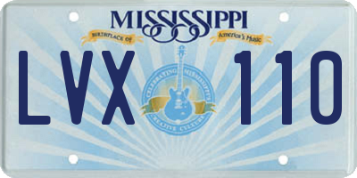 MS license plate LVX110