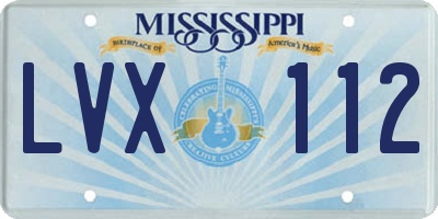 MS license plate LVX112