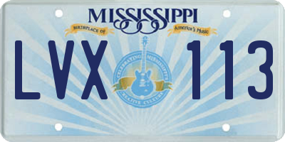 MS license plate LVX113