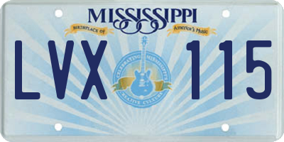 MS license plate LVX115