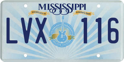 MS license plate LVX116